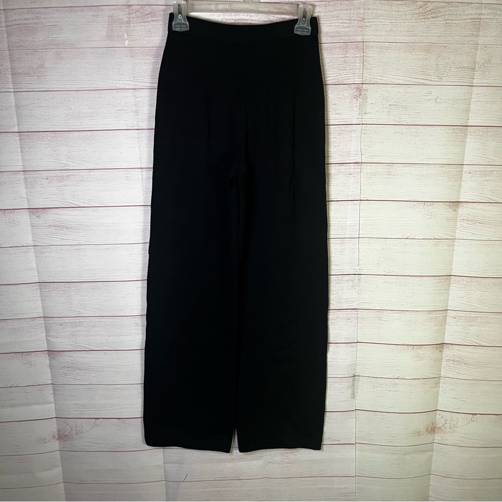 St. John Caviar Knit Wide‎ Leg Wood Blend Pants Size 0